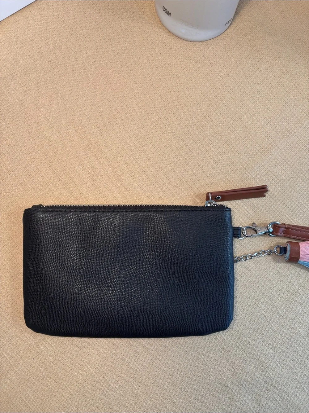 Nautica Black Vegan Wristlet Clutch w/ Multicolored Tassel NWOT